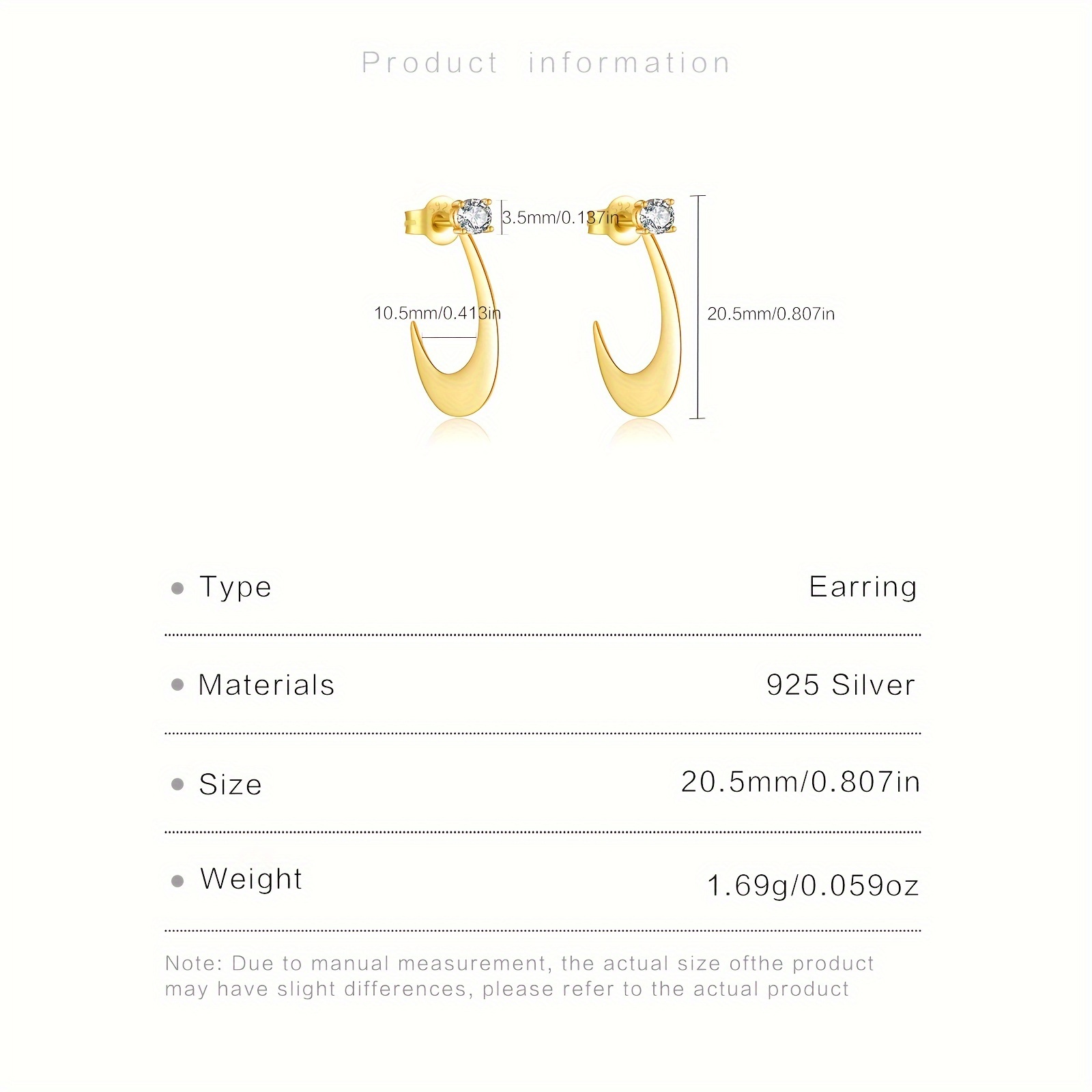 Women's Elegant 925 Silver Earrings with Irregular Geometric Zirconia